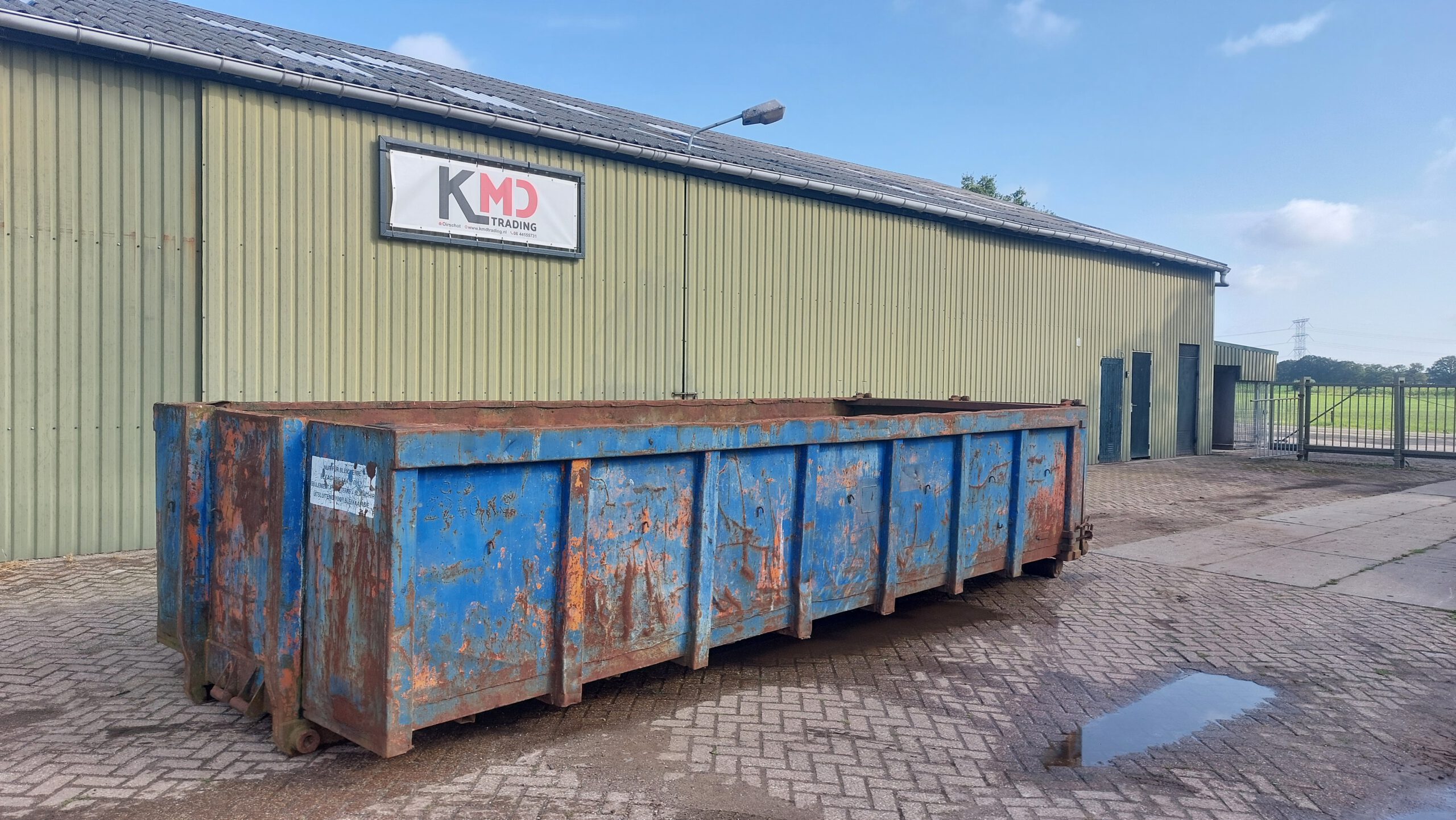 Gebruikte kabel container 18m3 blauw
