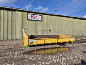 Gele gebruikte haakarm container 6m3