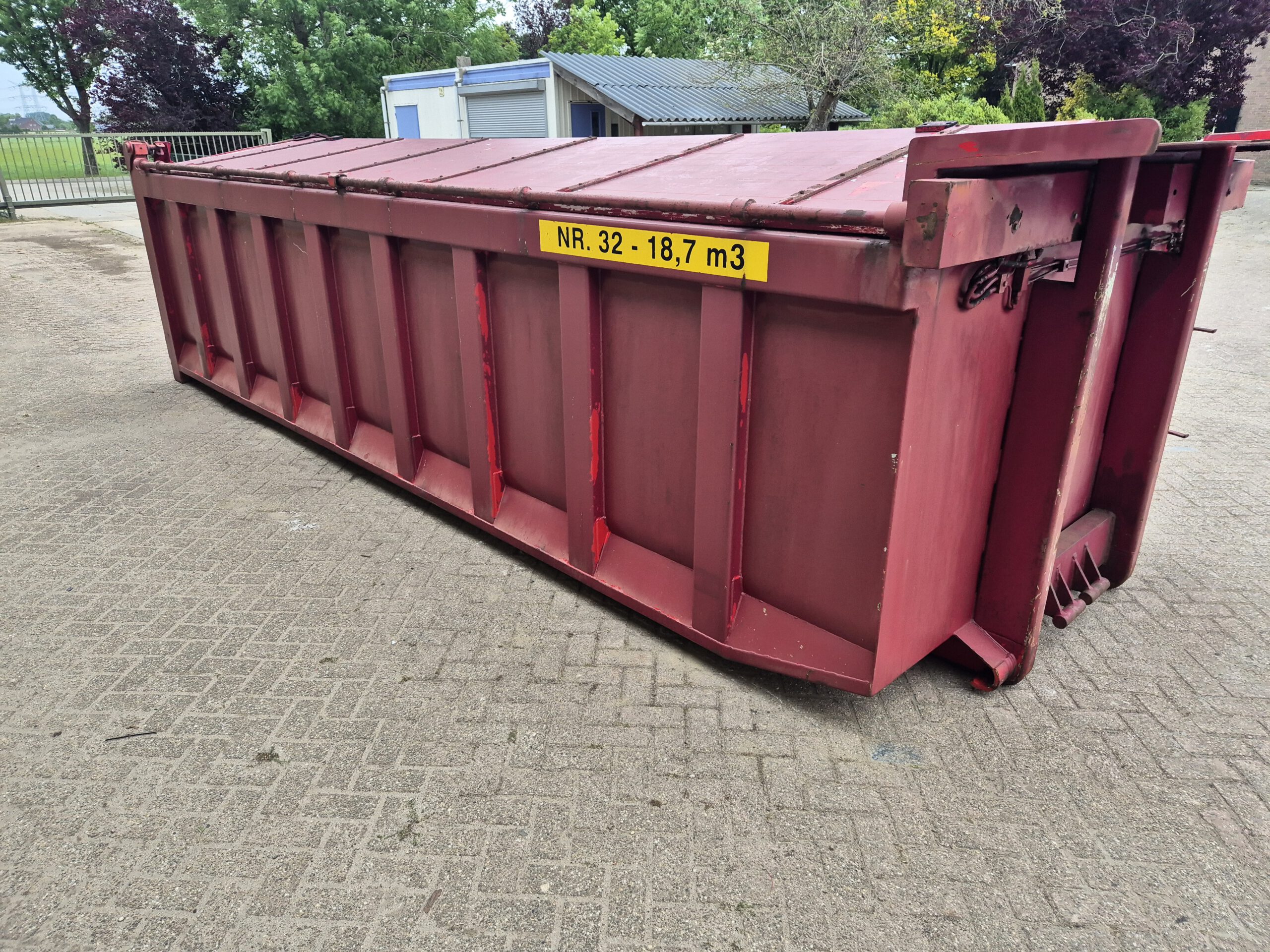 Kabel container met hydraulische kleppen - 18m³ - 6m - rood - Afbeelding 3