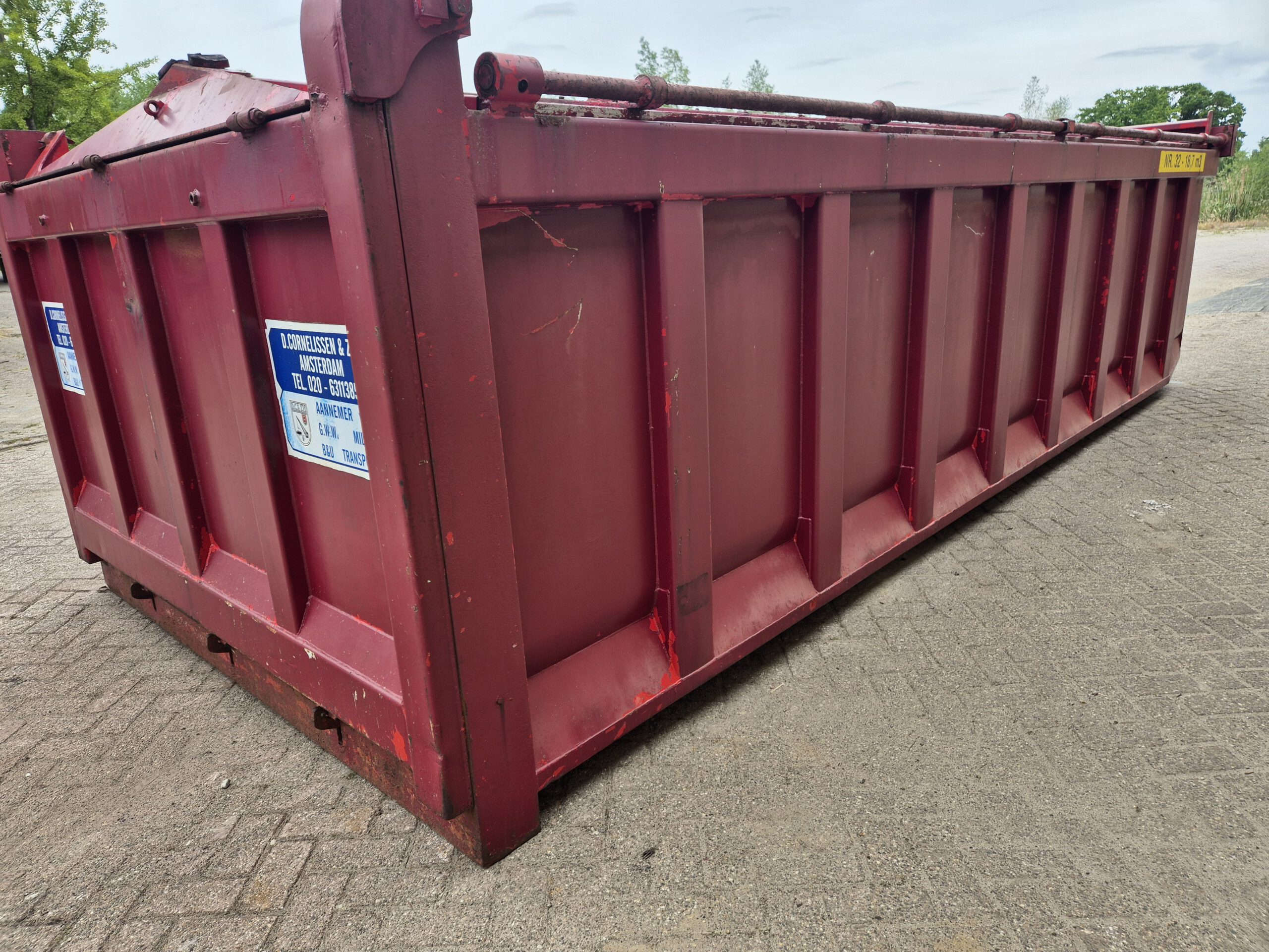 Kabel container met hydraulische kleppen - 18m³ - 6m - rood - Afbeelding 4
