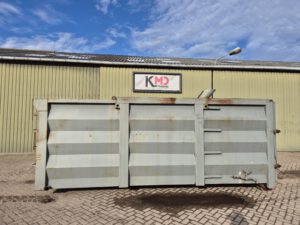 Gebruikte haakarm container met klep grijs 20m3